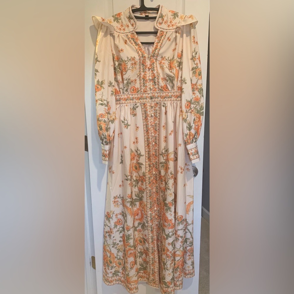 Orange Cream Maxi Dress Flowy - Picture 1 of 1